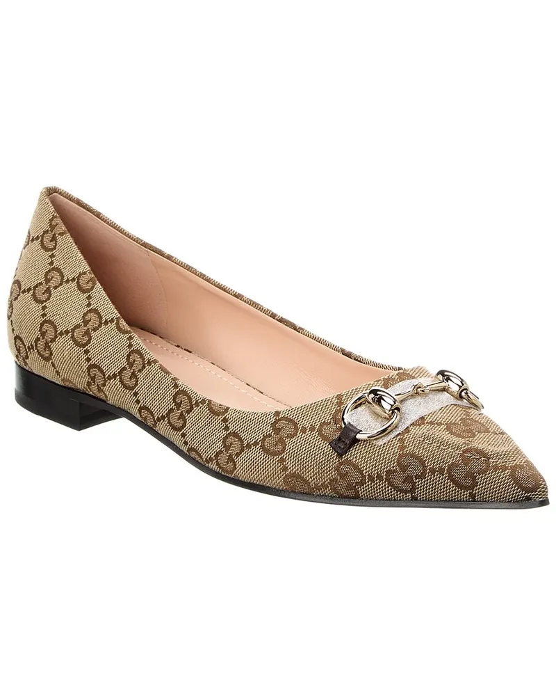Gucci GG Canvas Ballet Flat Brown
