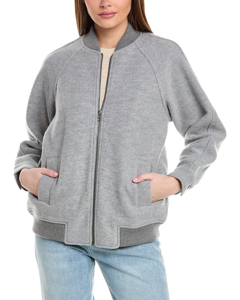 Reiss Penelope Wool Bomber Jacket Grey