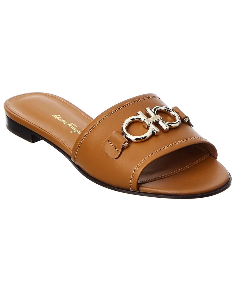 Ferragamo Gancini Leather Slide Nocolor