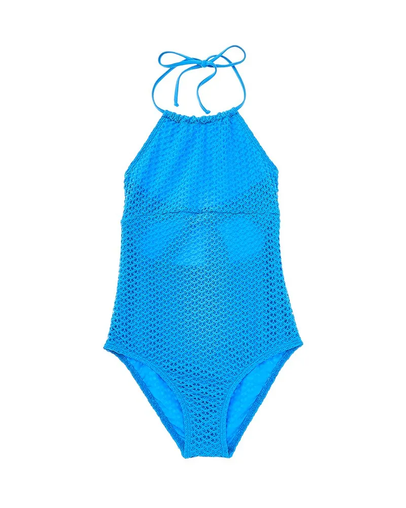 Splendid Fishnet One-Piece Blue