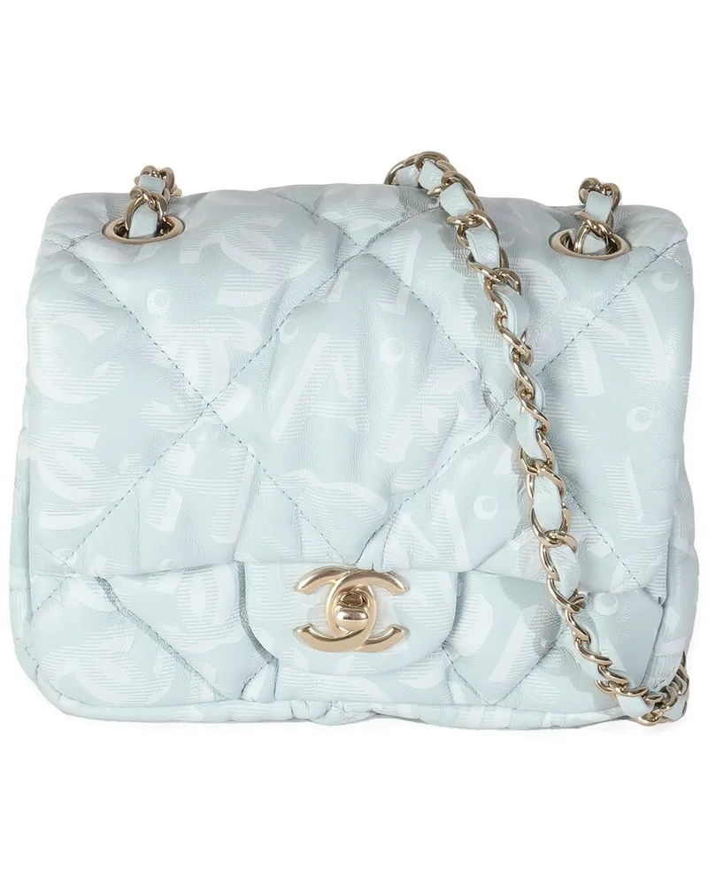 Chanel Blue Leather Logo Mini Flap Bag (Authentic Pre-Loved Nocolor
