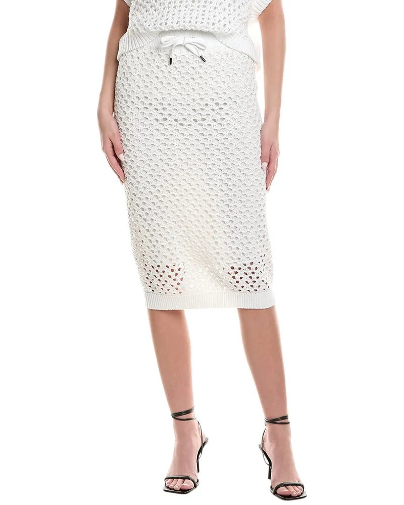 Brunello Cucinelli Linen & Silk-Blend Midi Skirt Nocolor