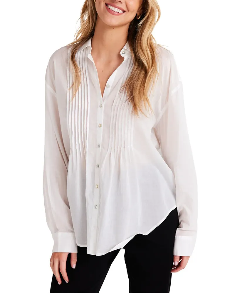 Bella Dahl Pintucked Flowy Shirt White