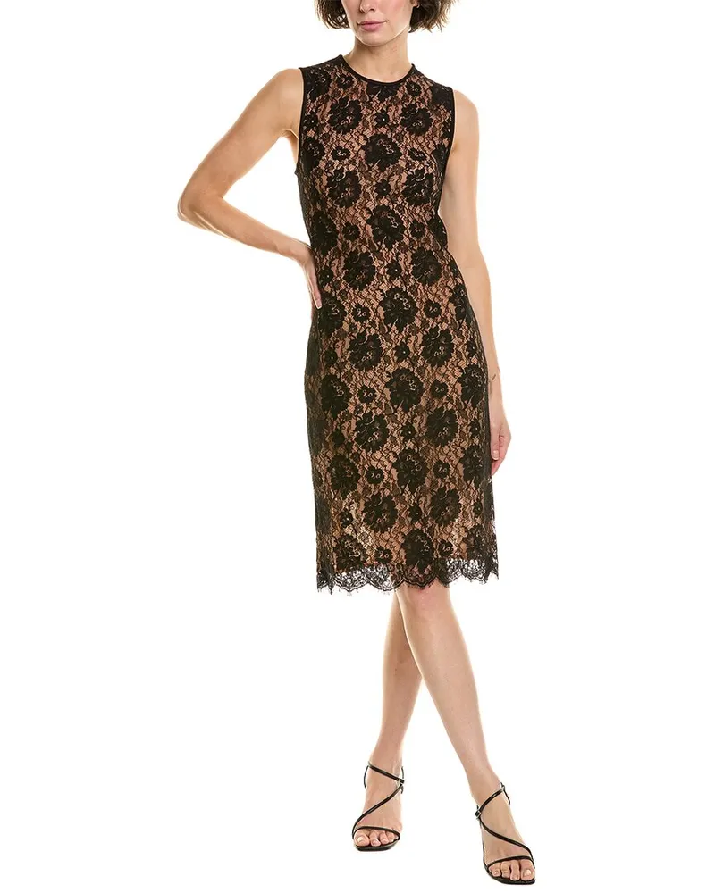 Michael Kors Lace Silk-Blend Sheath Dress Black
