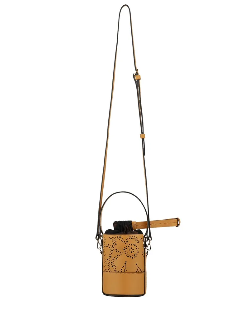 Marimekko Imprint Nano Unikko Leather Bucket Bag Yellow