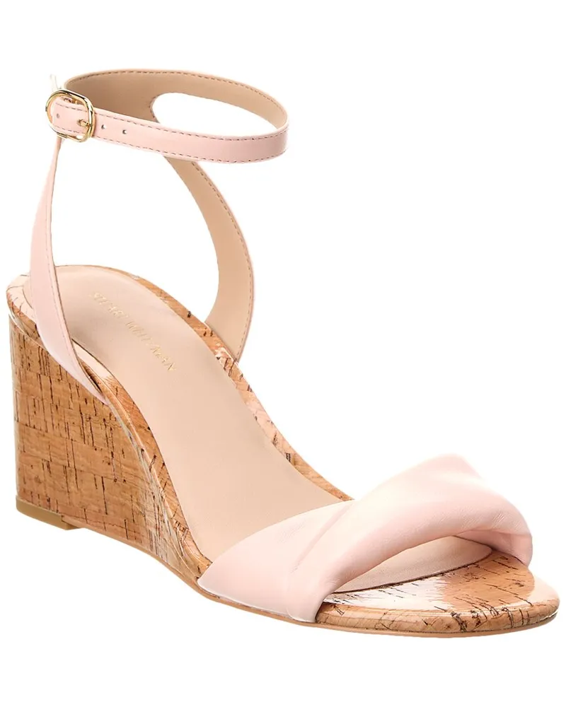 Stuart Weitzman Everly 75 Leather Wedge Sandal Pink