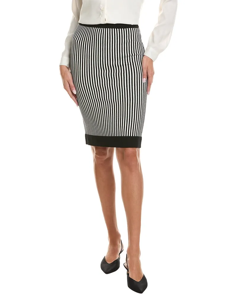 ST. JOHN Stripe Pencil Skirt Black