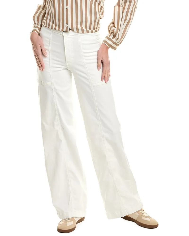 Frame Denim Braided Waistband Wide Leg Pant White