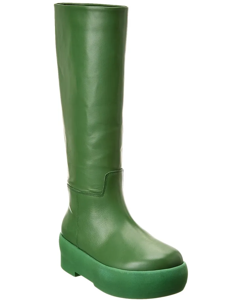 Gia Borghini Gia 16 Leather Knee-High Platform Boot Green