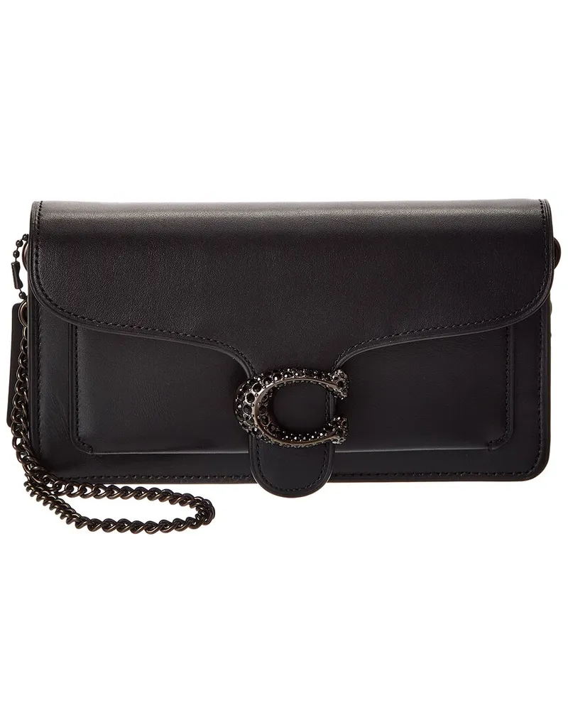 Coach Tabby Leather Chain Clutch Black