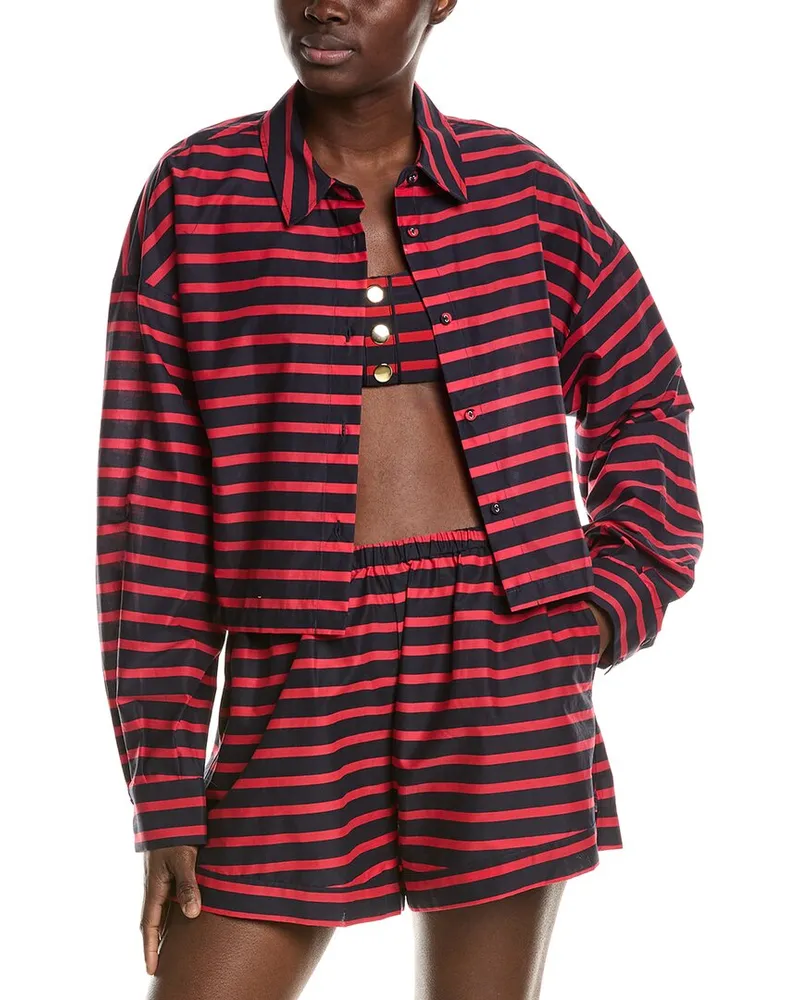 WeWoreWhat Cropped Button-Down Shirt Red