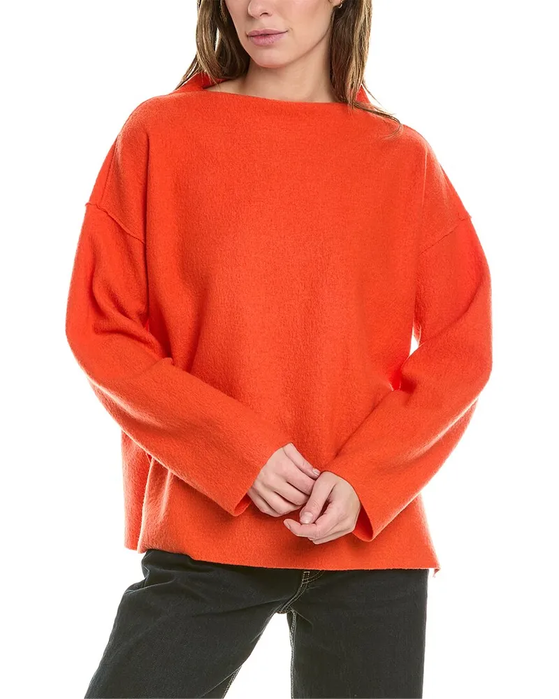 Eileen Fisher Funnel Neck Box Wool Top Nocolor