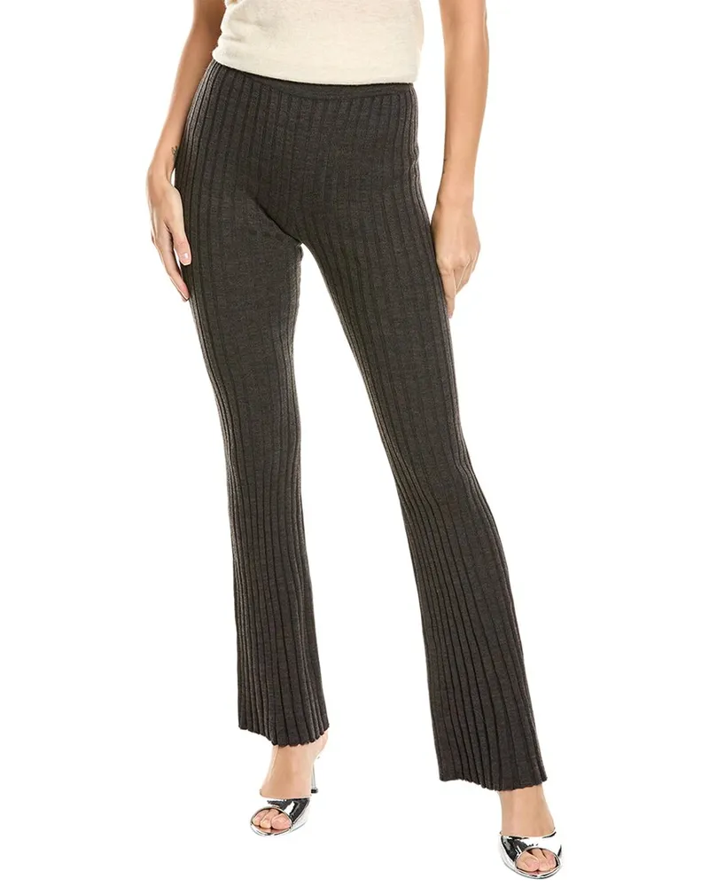 Sandro Wool-Blend Rib Pant Grey