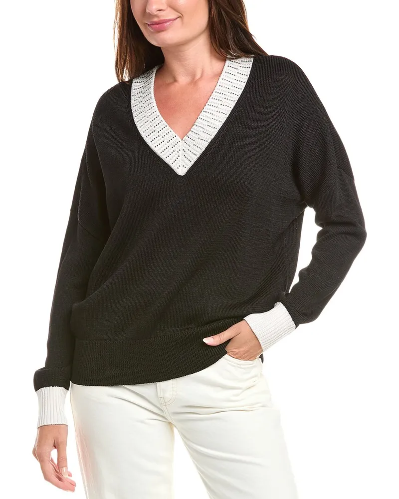 Karl Lagerfeld Embellished V-Neck Sweater Black