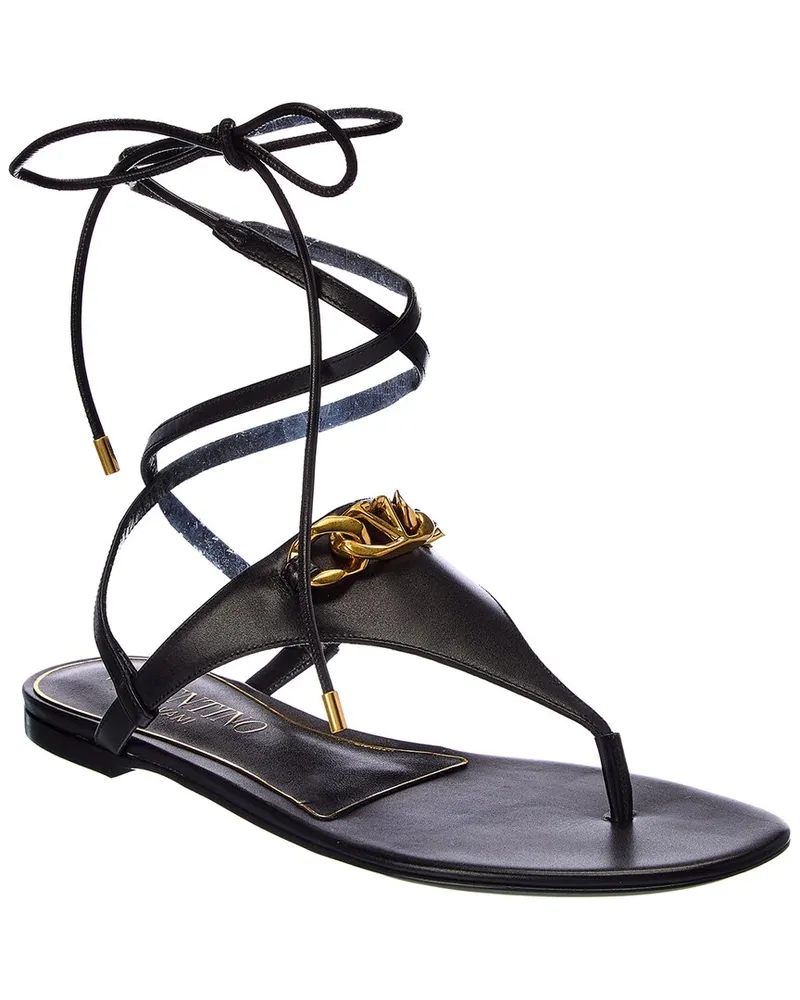 Valentino Garavani VLogo Chain Leather Sandal Black