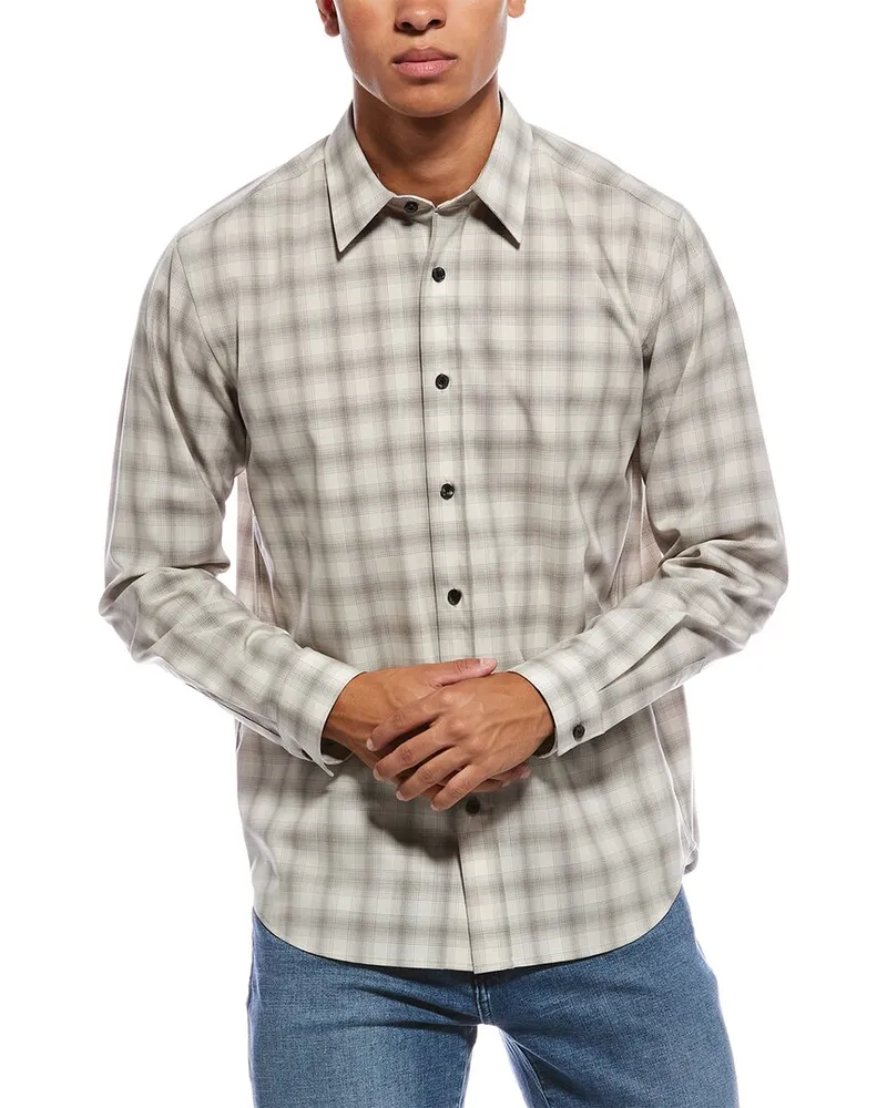 Theory Irving Wool Shirt Brown