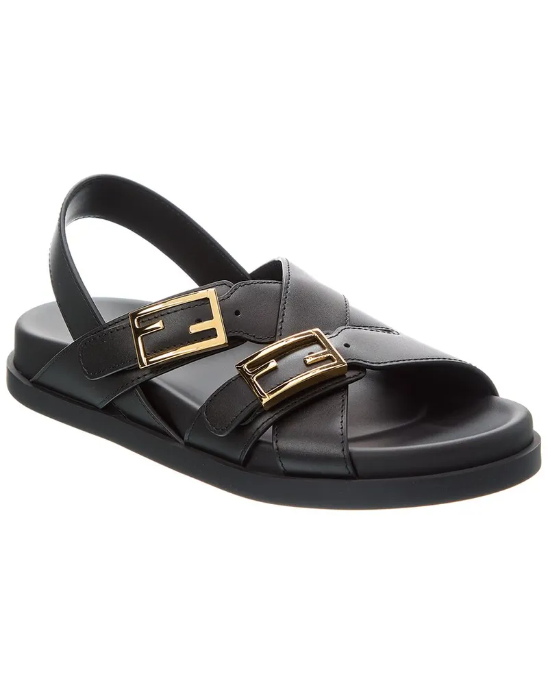 Fendi Feel Leather Sandal Black