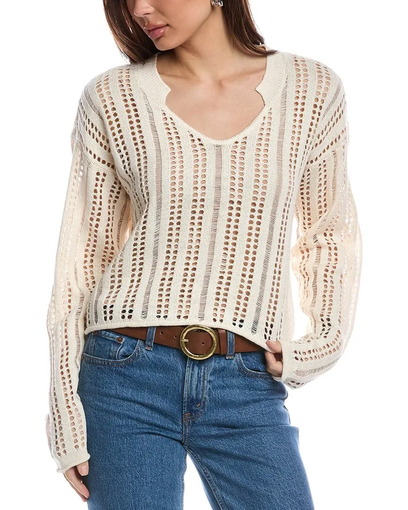 ATM Open Linen-Blend Sweater Beige