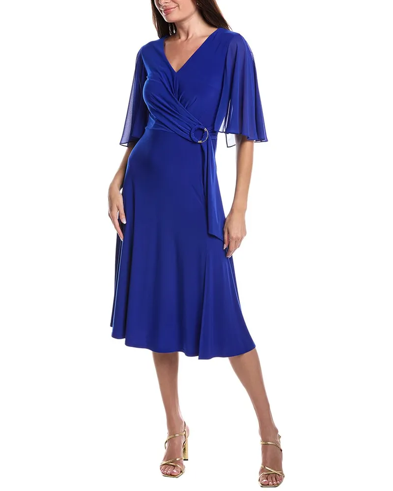 Joseph Ribkoff O-Ring Tie Side Midi Dress Blue