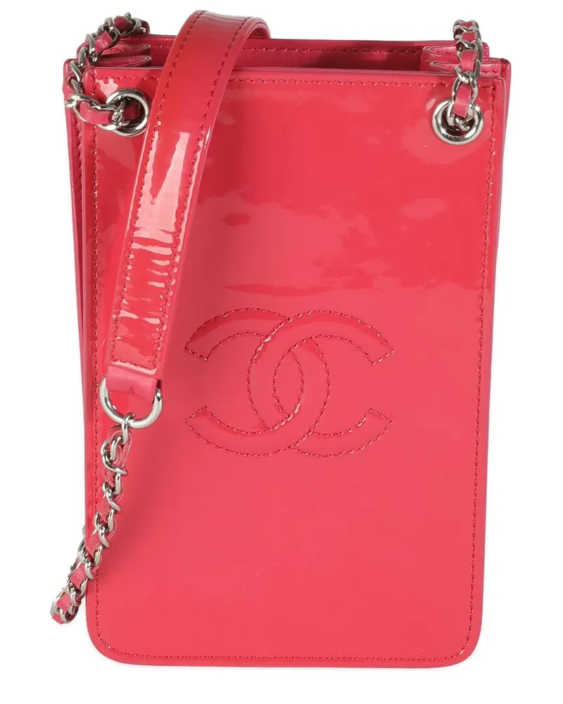 Chanel Pink Patent Leather CC Phone Holder With Chain (Authentic Pre-Loved Nocolor