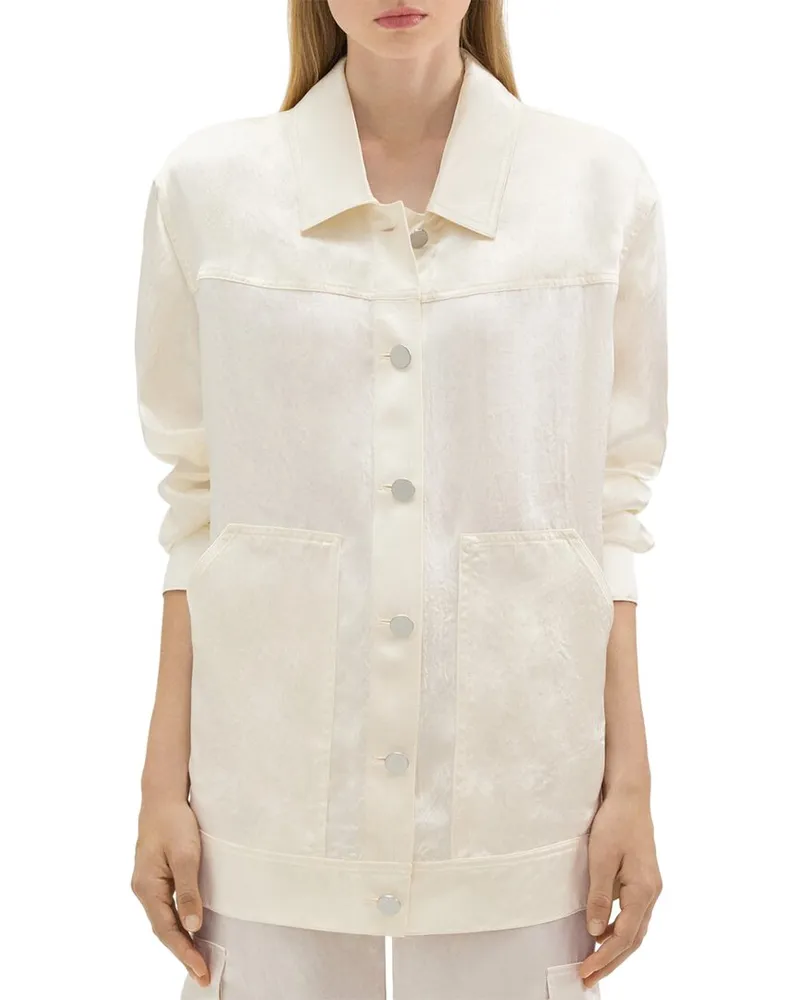 Theory Oversized Trucker Crushed Silk Jacket Nocolor