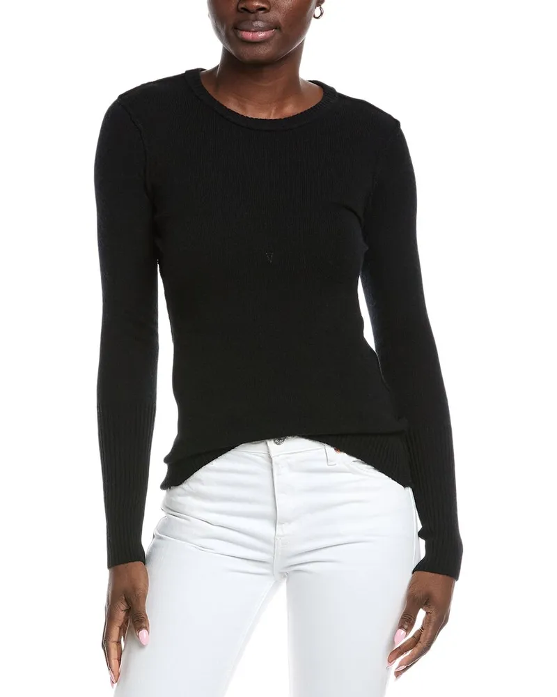 Autumn Cashmere Raw Edge Cashmere Sweater Black