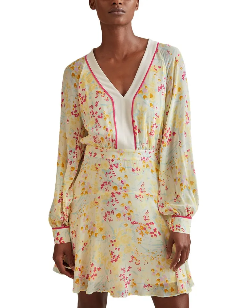 Reiss Molly Buttercup Printed Flippy Dress Pink