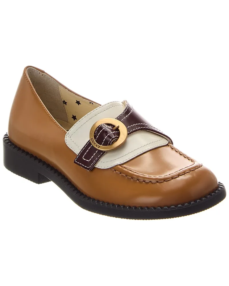 Gucci Double G Leather Loafer Brown