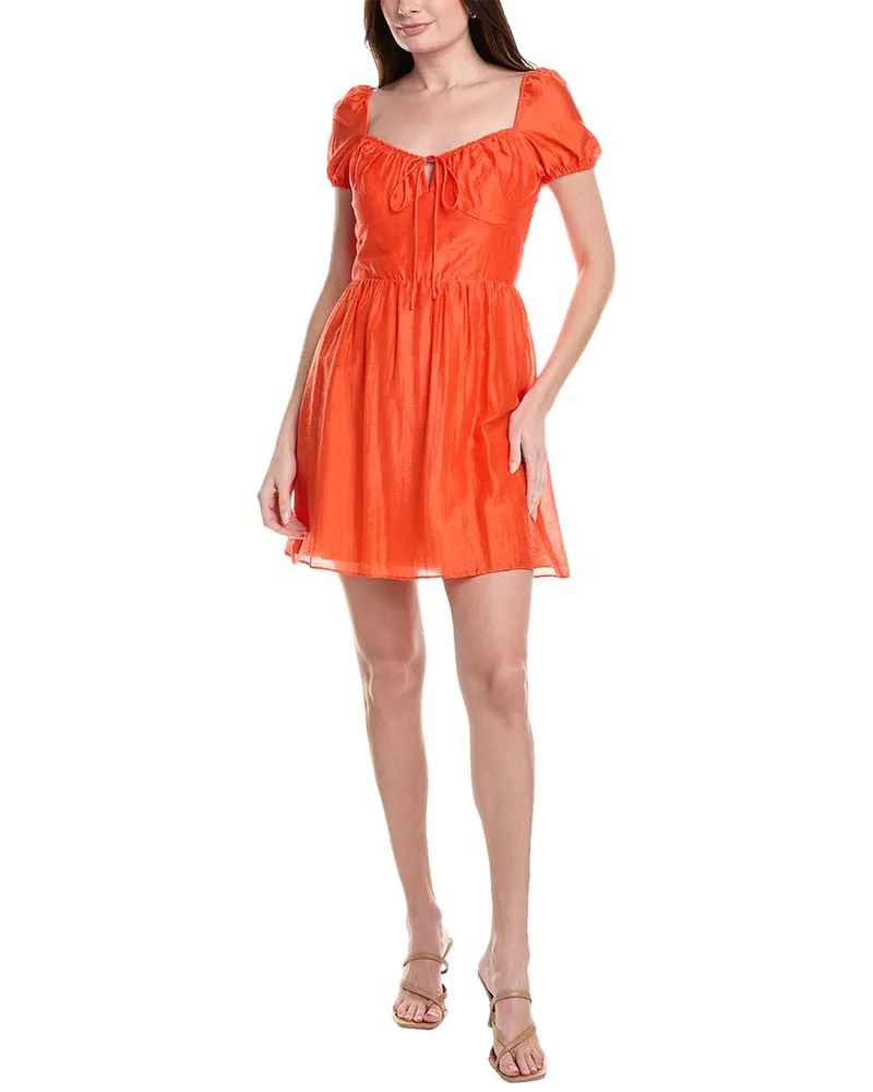 Adrianna Papell Linen-Blend Mini Dress Orange