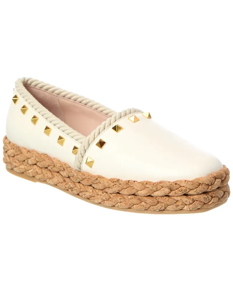Valentino Garavani Rockstud Rope & Leather Espadrille White
