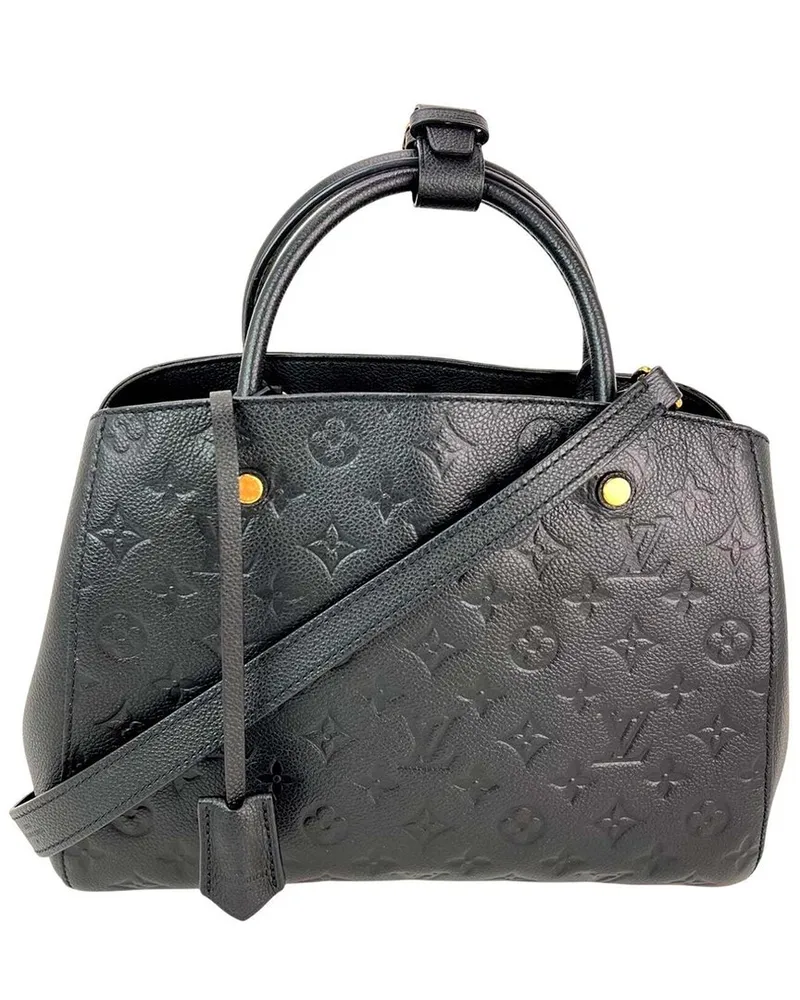 Louis Vuitton Black Leather Montaigne MM Empreinte Black Shoulder Bag (Authentic Pre-Loved Nocolor
