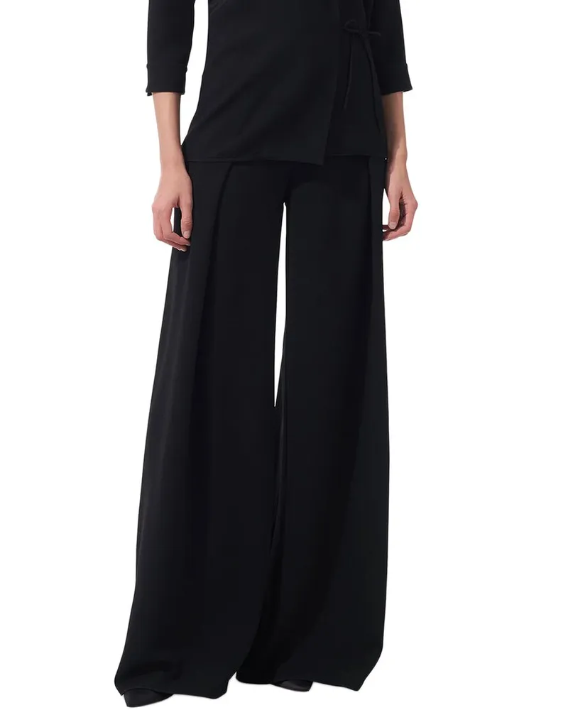 Carolina Herrera New York High-Waist Wide Leg Pleated Pant Black