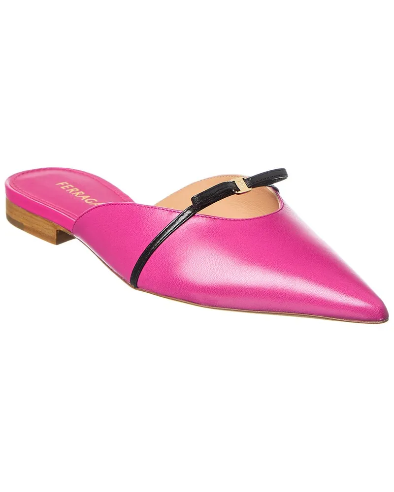 Ferragamo Bow Mini Leather Mule Pink