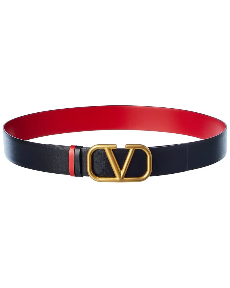 Valentino Garavani VLogo 40mm Reversible Leather Belt Black