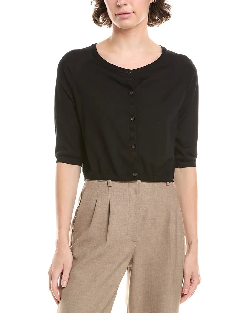 Max Mara S Max Mara Clima Wool Shoulder Wrap Cardigan Black