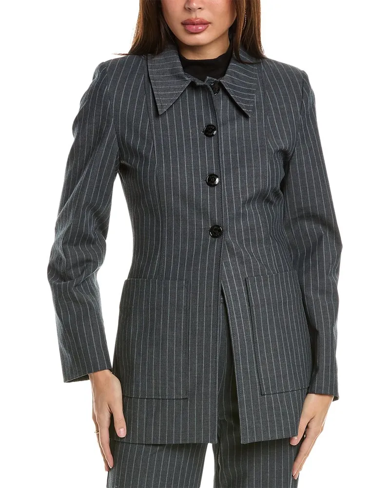 Ganni Stripe Blazer Grey