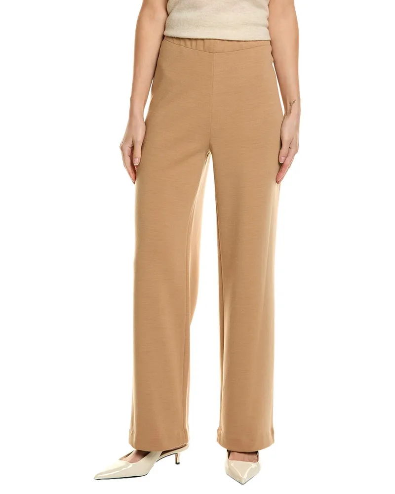 ST. JOHN Pull-On Wool-Blend Pant Brown