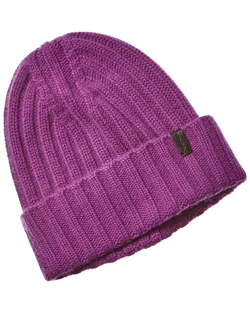 Vince Basic Chunky Rib Wool & Cashmere-Blend Beanie Purple