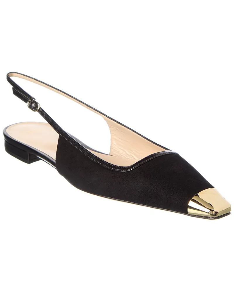 Alexandre Birman Olivia Suede & Leather Slingback Flat Black