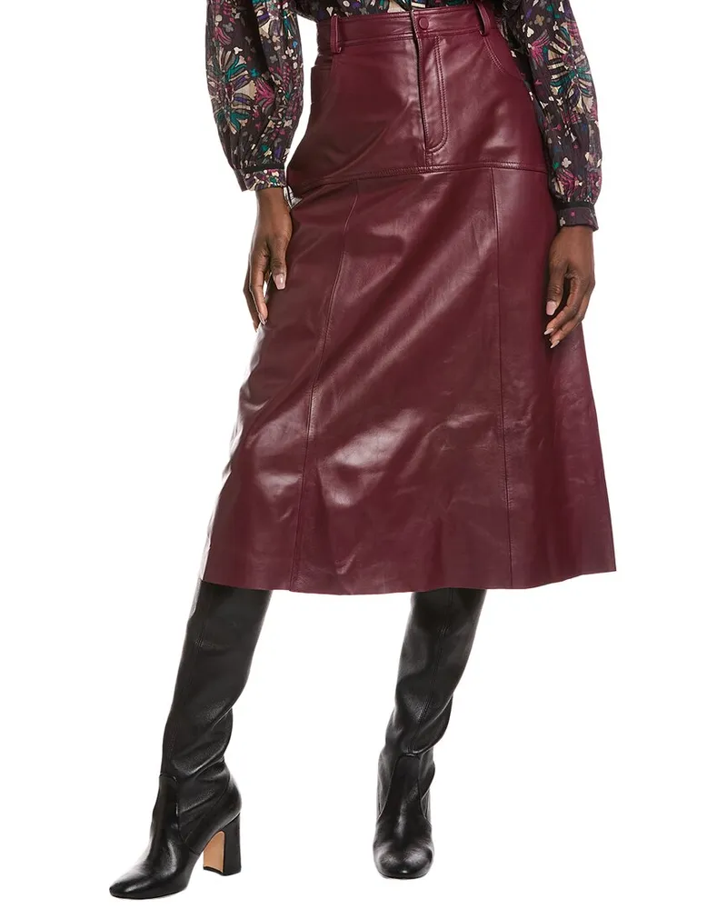 ba&sh Assia Leather Skirt Red