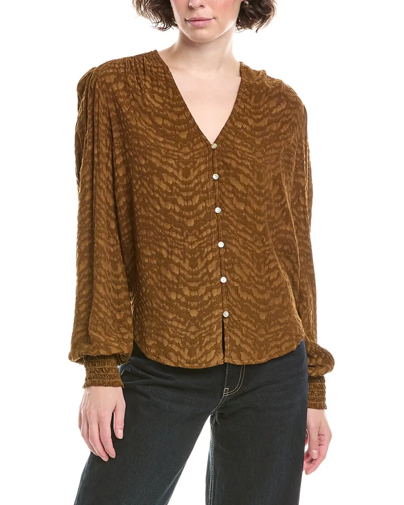 Bella Dahl Jacquard Button-Up Shirt Green