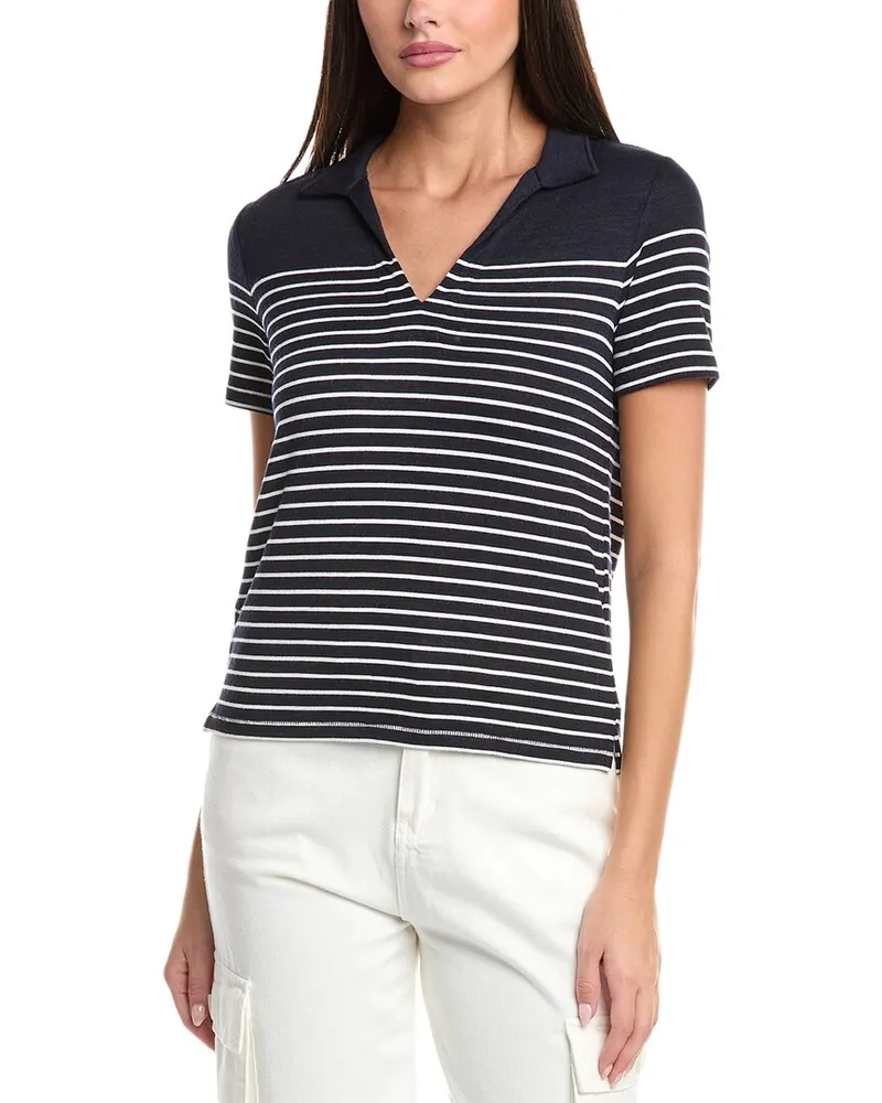 Rag & Bone The Knit Stripe Polo Shirt Blue