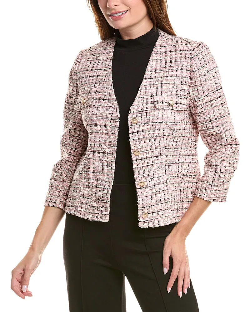 Elie Tahari Maddie Tweed Blazer Pink