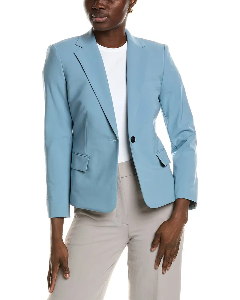 Theory 1-Button Slim Wool-Blend Jacket Blue