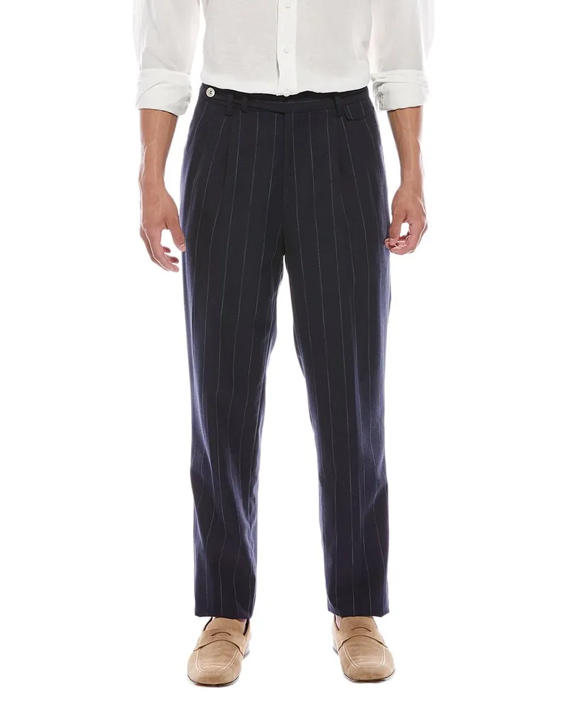 Brunello Cucinelli Leisure Fit Pleated Wool-Blend Pant Nocolor
