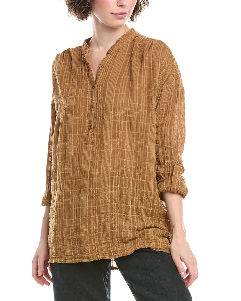 Bella Dahl Textured Gauze Shirt Brown