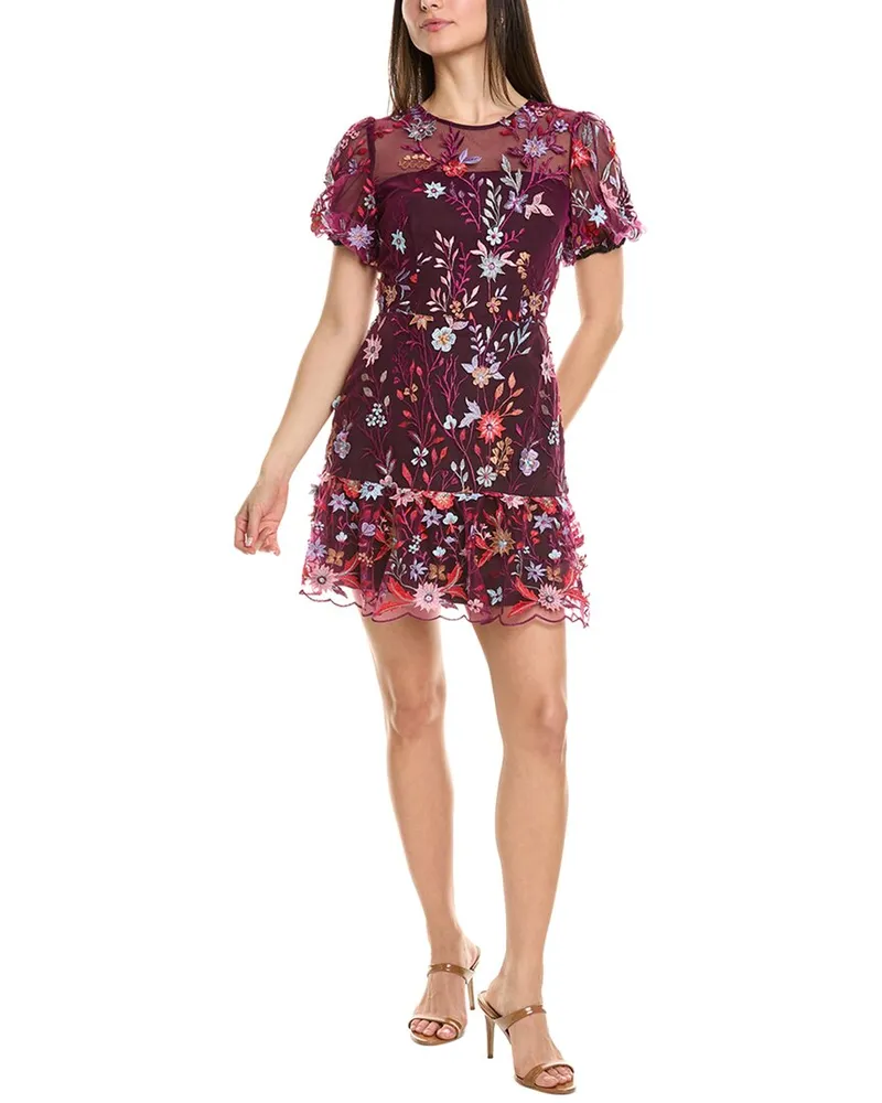 Milly Yasmin Tropical Garden Mini Dress Purple