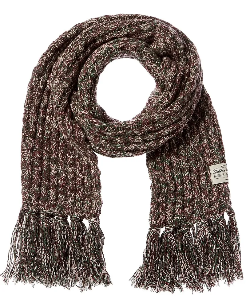 Golden Goose Ribbed Knit Wool-Blend Scarf Brown