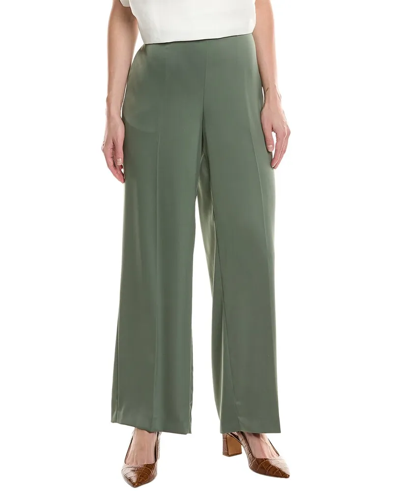 Anne Klein Satin High-Rise Wide Leg Pant Green