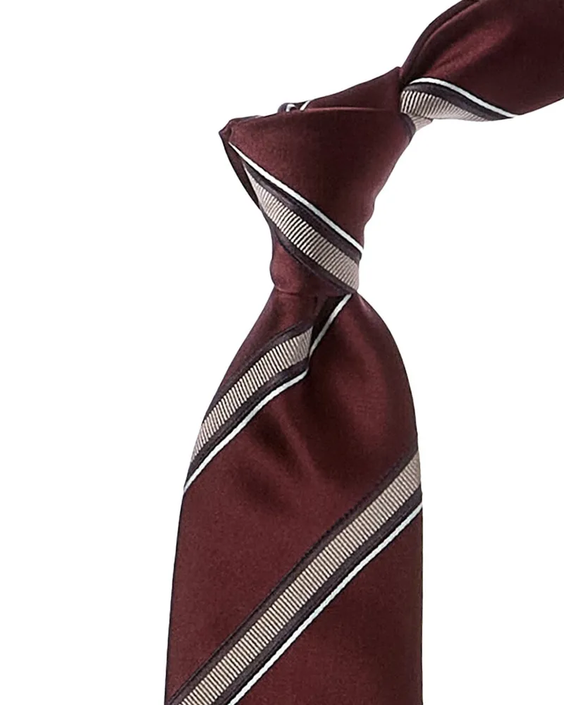 Brunello Cucinelli Red Diagonal Stripe Silk-Blend Tie Nocolor